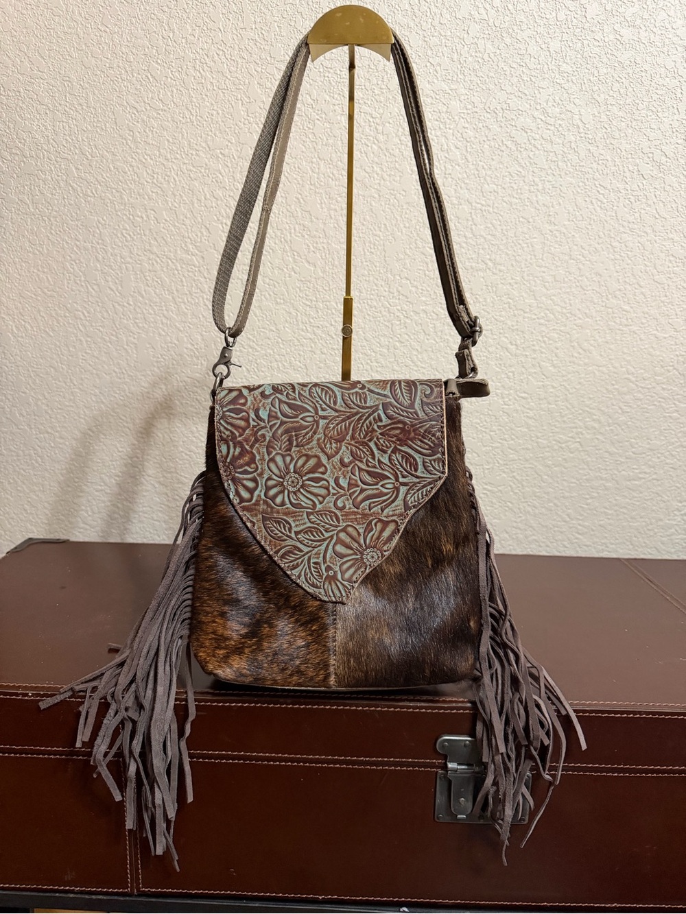 P&G Genuine Leather Tooled Cowhide Conceal Carry Purse